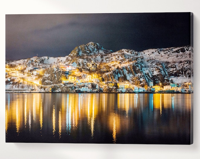 St. John's, Newfoundland and Labrador Canada Wall Art Canvas Eco Leather Print, Made in Italy!