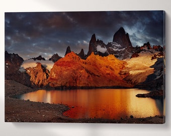 Patagonia Argentina Vegan Leather Canvas Print: Laguna de Los Tres, Made in Italy