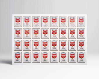 Campbell&#39;s Soup Cans Andy Warhol Leather Print/1962 Warhol Art/MoMa Wall Art/Pop Art/Large Wall Art/Made in Italy/Better than Canvas!