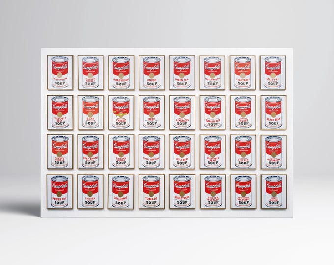 Campbell's Soup Cans Andy Warhol Leather Print/1962 Warhol Art/MoMa Wall Art/Pop Art/Large Wall Art/Made in Italy/Better than Canvas!