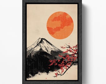 Mount Fuji Japan Minimalist PETA Approved Eco Leather Framed Wall Art