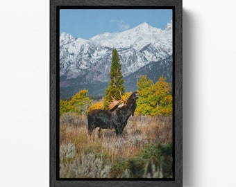 Grand Teton Bull Moose PETA Approved Faux Leather Wall Art