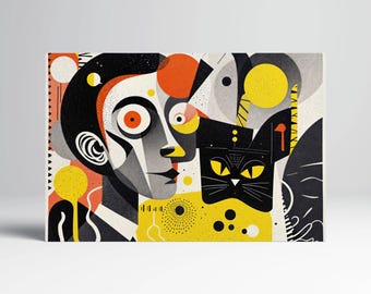 Dadaism Feline Abstract PETA Approved Faux Leather Wall Art