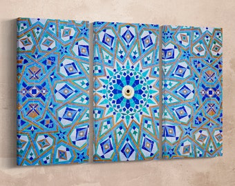 Oriental Mosaic Leather Print/Geometric Wall Art/Morocco/Large Wall Art/Multi Panel Print/Large Wall Decor/Made in Italy/Better than Canvas!