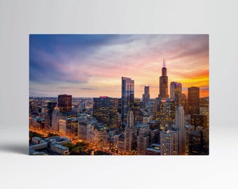 Chicago Millennium Park at Sunset Eco Leather Wall Art Frame