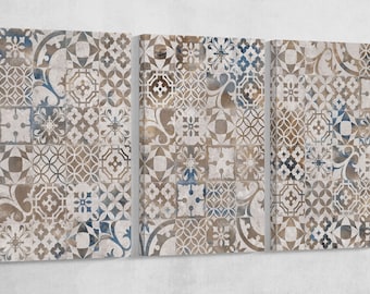 Oriental Mosaic Vintage PETA Approved Faux Leather Canvas Wall Art