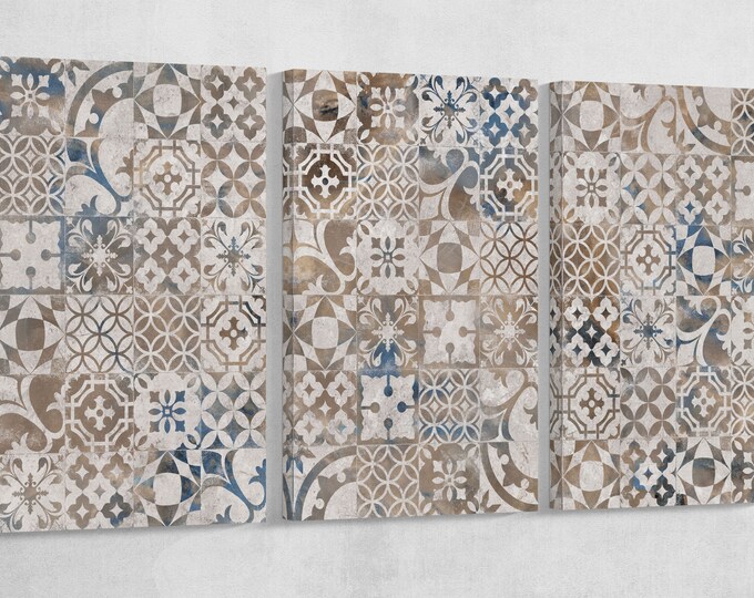 Oriental Mozaic Vintage Canvas Eco Leather Print, Made in Italy!