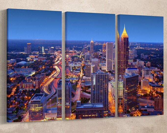 Atlanta Skyline Leather Print/Large Atlanta Print/Large Atlanta Canvas/Large Wall Art/Large Wall Decor/Made in Italy/Better than Canvas!