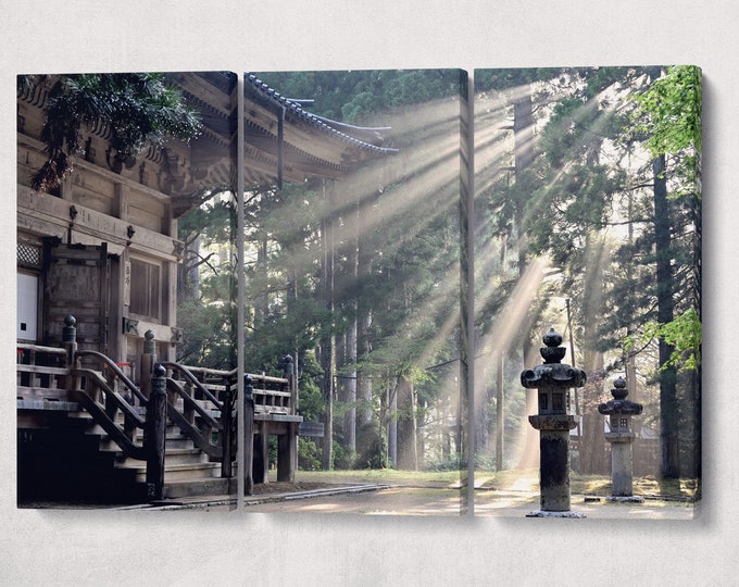 Koyasan Temple sunrays canvas eco leather print, Made in Italy!