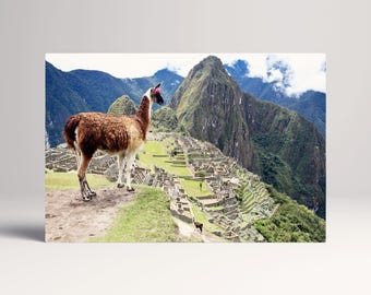 Machu Picchu Peru Alpaca Incan Ruins PETA Approved Eco Leather Single Triptych Art