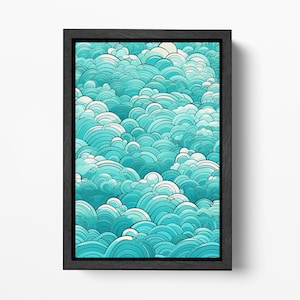 Onde nel Cielo Turchese Canvas Stampa da Arredo su Tessuto Ecopelle Made in Italy