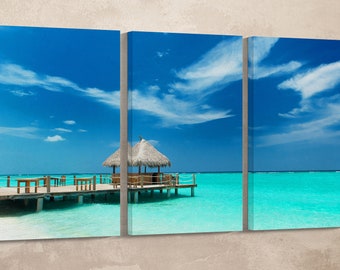 Maldives Tropical Seascape Eco Leather Wall Art Print