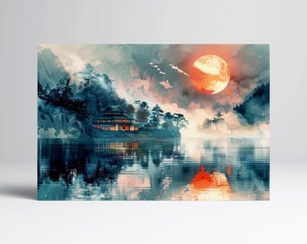 Crimson Moon Anime Eco Leather Wall Art Frame