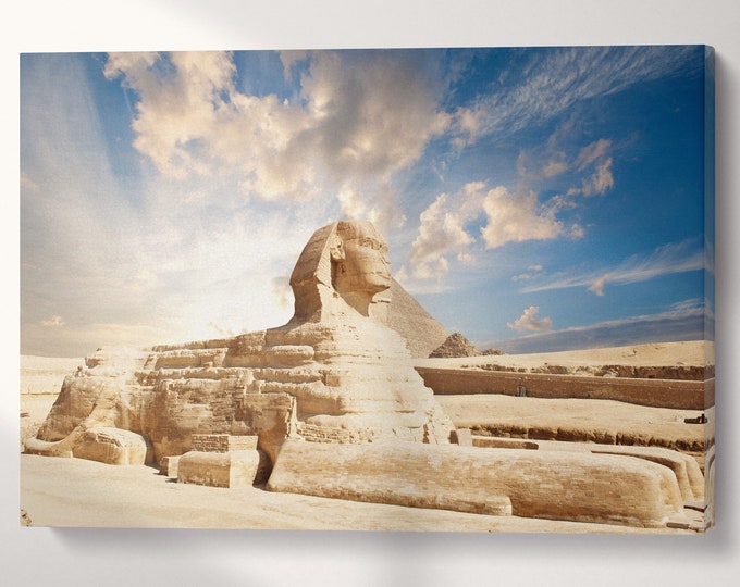 The Great Sphinx of Giza Egypt Wall Art Canvas Eco Leather Print, Made in Italy!