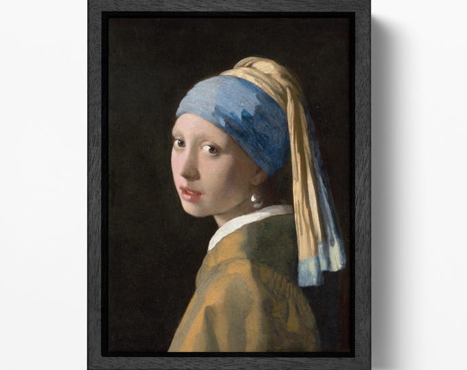 Girl with a Pearl Earring Vermeer Canvas Wall Art Art PETA Approved Vegan Leather Print Reproduction