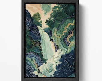Ukiyo‑e Hokusai Waterfall Wall Art PETA Approved Vegan Eco‑leather Print