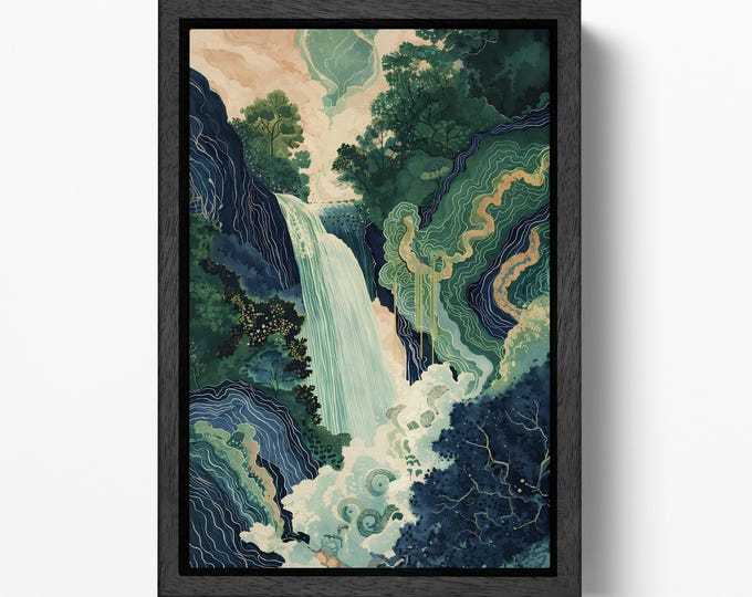 Ukiyo‑e Hokusai Waterfall Wall Art PETA Approved Vegan Eco‑leather Print