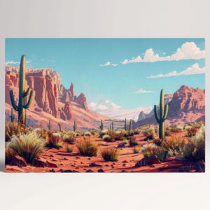 Oasi Deserta Paesaggio del Sudovest Canvas Stampa su Tessuto Ecopelle, Made in Italy!