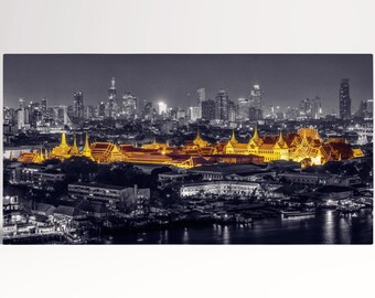 Ancient Bangkok Architecture Vegan Leather Wall Art Luxury Thailand Cityscape Gallery Wrap