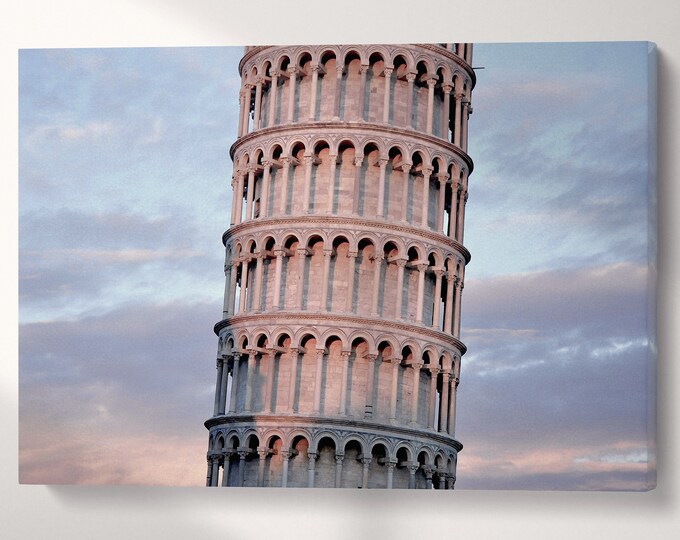 Leaning Tower of Pisa Canvas Wall Art Eco Leather Print, Made in Italy!