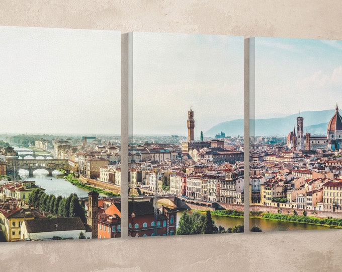 Florence Large Leather Print/Multi Panel Print/Extra Large Wall Art/Firenze Print/Made in Italy Print/Large Wall Decor/Better than Canvas!