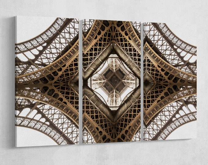 Tour Eiffel Bottom View Leather Print/Extra Large Print/Geometric Print/Multi Panel Print/Better than Canvas!