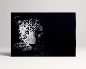 Black and White Leopard Print PETA Approved Eco Leather Wall Art