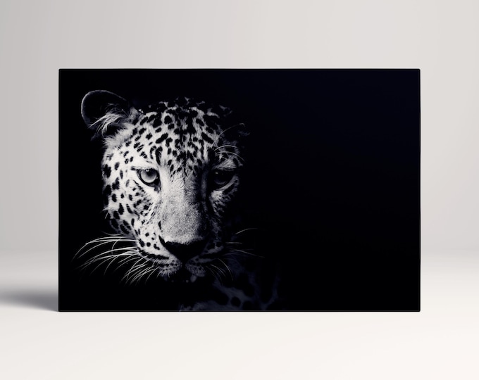 Close Up Black and White Leopard Leather Print/Black and White Print/Large Wall Art/Large Wall Decor/Made in Italy/Better than Canvas!