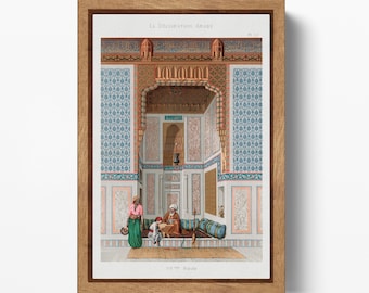 Arabesque Interior with Family 17th Century Arabic Wall Art Vegan Leather Print