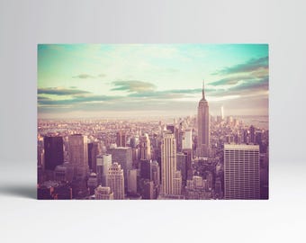 New York City Manhattan Vintage Eco Leather Wall Art Print