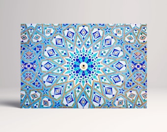 Oriental Mosaic Vegan Leather Print: Geometric Wall Art, Made in Italy