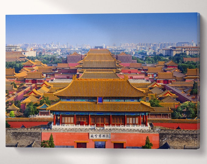 Forbidden City, Beijing, China Canvas Eco Leather Print, Made in Italy!