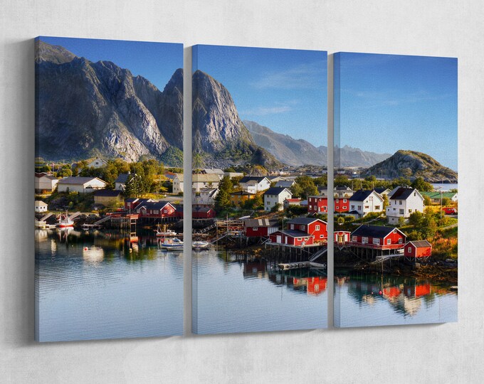 3 Piece Lofoten, Norway Leather Print/Large Lofoten Islands Print/Large Norway Wall Art/Multi Panel Print/Made in Italy/Better than Canvas!
