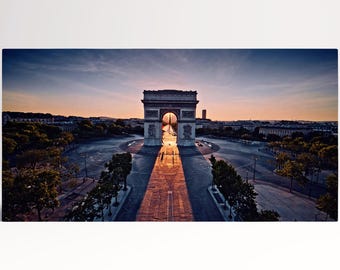 Arc de Triomphe Paris Sunset PETA Approved Eco Leather Canvas Triptych or Single Art