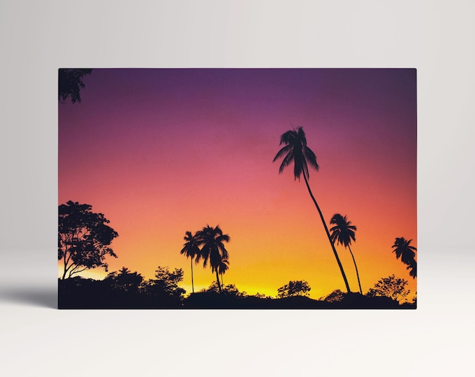 Tomatlán Jalisco Palm Silhouette Sunset Canvas Eco Leather Print