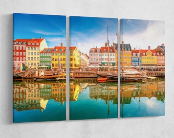 Nyhavn Copenhagen Print: Vegan Leather Multi Panel Wall Art