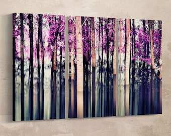 Abstract Forest PETA Approved Faux Leather Canvas Wall Art Multi Panel Set
