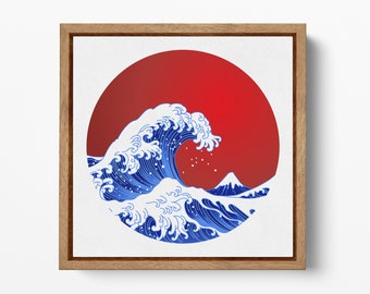 The Great Wave off Kanagawa Hokusai PETA Approved Eco Leather Framed Wall Art