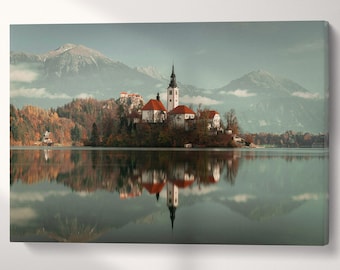Lake Bled Slovenia PETA Vegan Leather Gallery Wrap Canvas Print