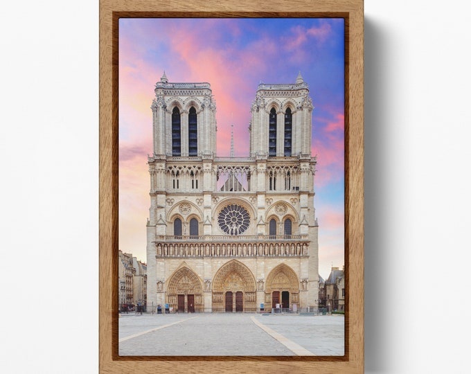 Notre-Dame Cathedral Facade in Paris Leather Print/Large Wall Art/Large Wall Decor/Paris Wall Art/Made in Italy/Better than Canvas!