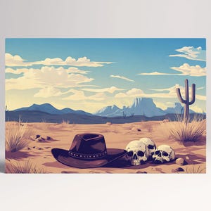 Selvaggio West La Frontiera Dimenticata Canvas Stampa su Tessuto Ecopelle, Made in Italy!