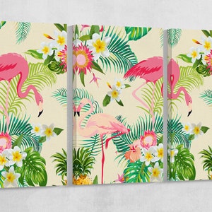 Tropical Flamingo Vegan Leather Print: Large Floral Wall Art