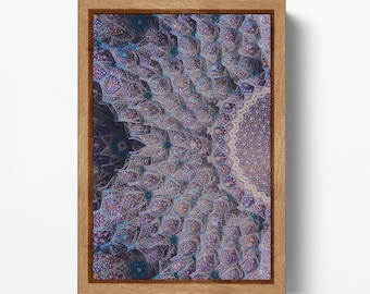Persian Mosaic Art Print: Isfahan Mosque Ceiling, Vegan Leather Canvas