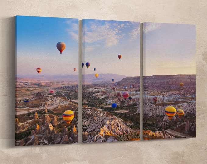 Hot Air Balloons over Cappadocia, Turkey Leather Print/Large Wall Art/Large Cappadocia Print/Made in Italy/Better than Canvas!