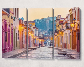 San Cristobal Mexico Print: Colorful Houses Vegan Leather Canvas