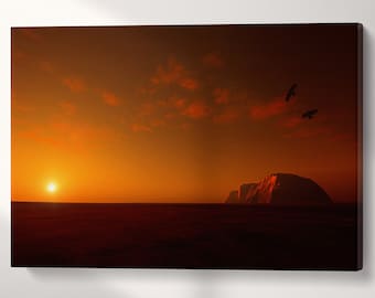 Uluru Australia Sunset PETA Approved Eco Leather Canvas Triptych or Single Art