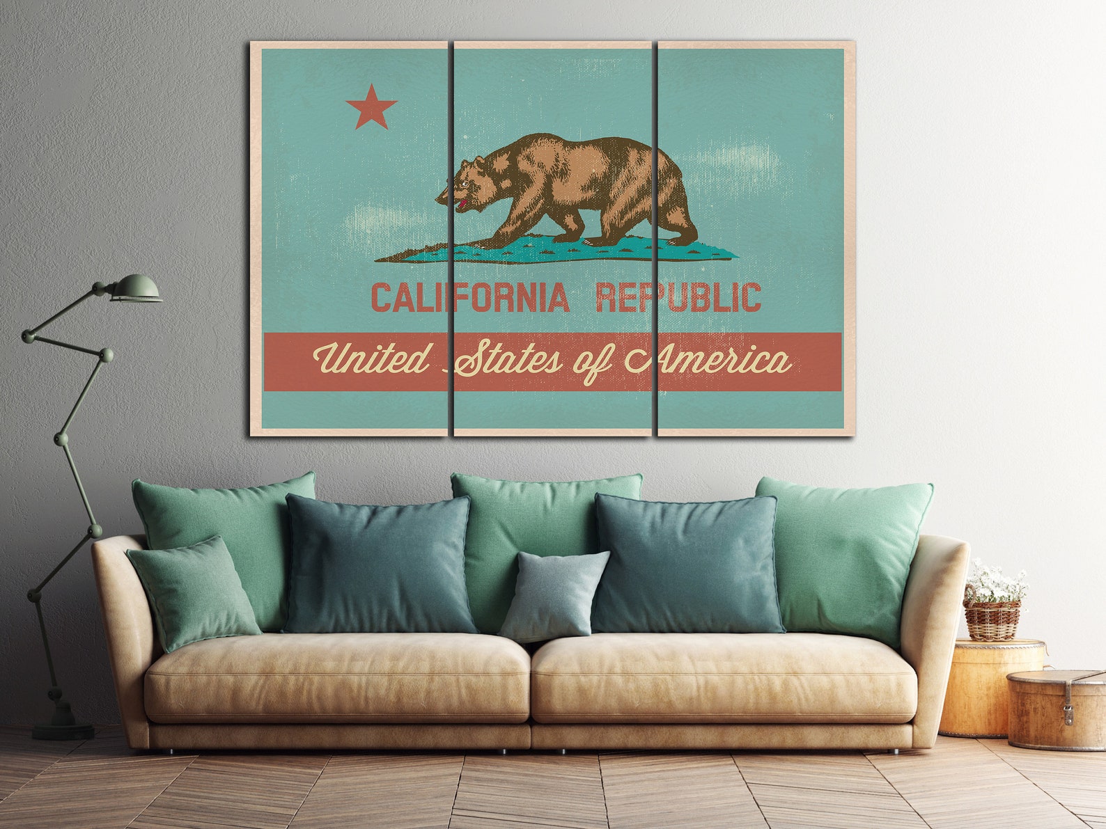 California Flag Artwork Leather Print/california Republic | Etsy