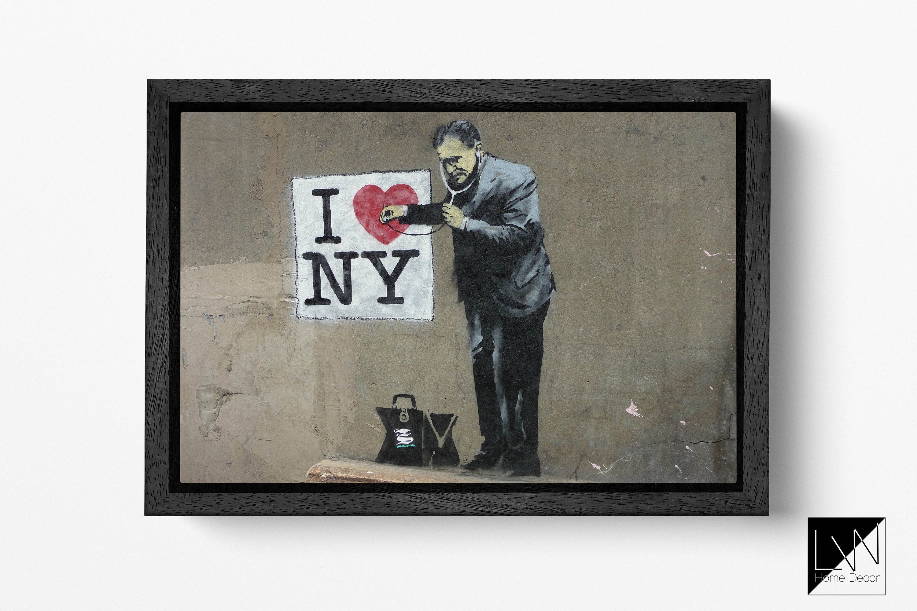 Banksy Graffiti Canvas Art: Behind the Curtain, Boy Room Decor Banksy Graffiti Canvas Art: Behind the Curtain, Boy Room Decor
