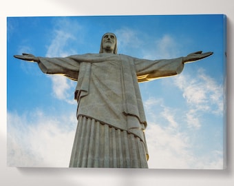 Christ the Redeemer Rio de Janeiro Brazil Canvas Eco Leather Print, Made in Italy!