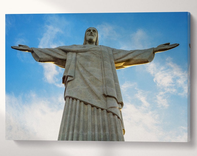 Christ the Redeemer Rio de Janeiro Brazil Canvas Eco Leather Print, Made in Italy!